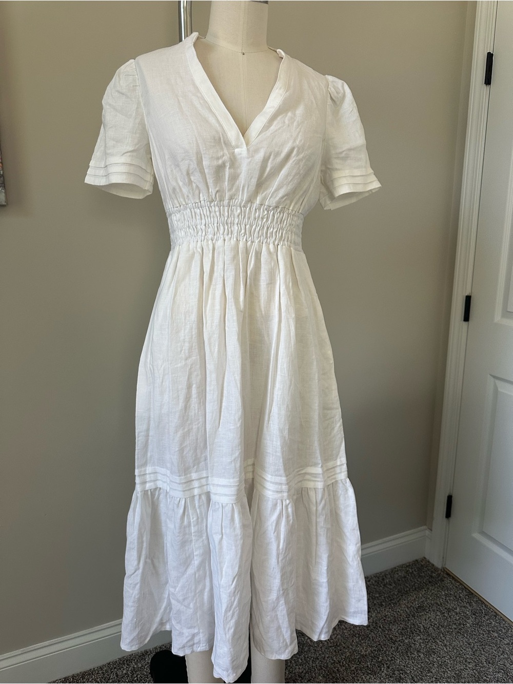 NWT Boden White Linen Midi Dress Size 4